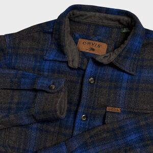 ORVIS‎ Men's Blue Gray Plaid Flannel Shirt Jacket Size S CH Casual Outdoor